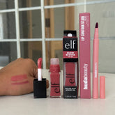 elf Glow Reviver Lip Oil + HUDA BEAUTY LIP CONTOUR LIP STAIN lip comboo